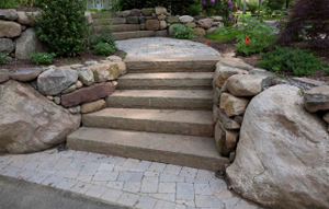 stone step installation by our masonry team